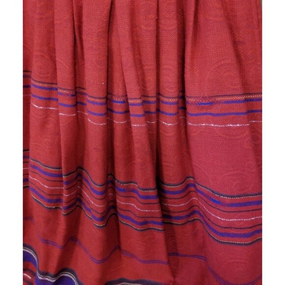 The Villager Vtg Wool Blend Red Striped Midi Skirt Sz 8 Modest Academia Office - Picture 7 of 7